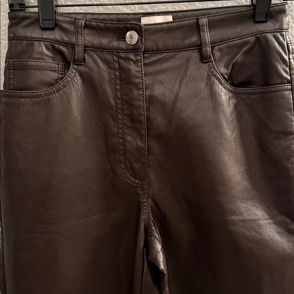 Aritzia Wilfred High Rise Faux Leather Pants Brown Size 4 - Picture 5 of 10